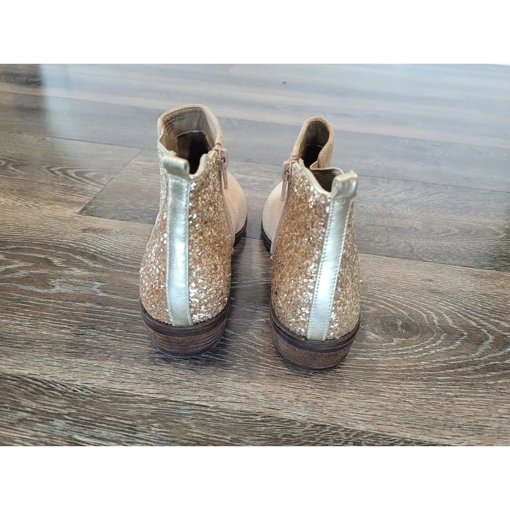 Copper Key Women's 5M Beige Suede Ankle Boots with Gold Glitter Detail‎ #5